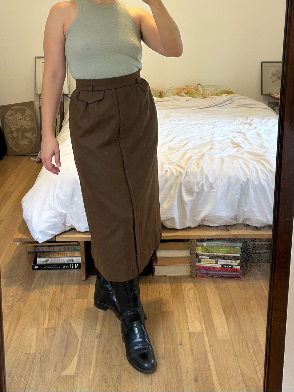 Saks Fifth Avenue Brown High-Waist Midi Pencil Skirt